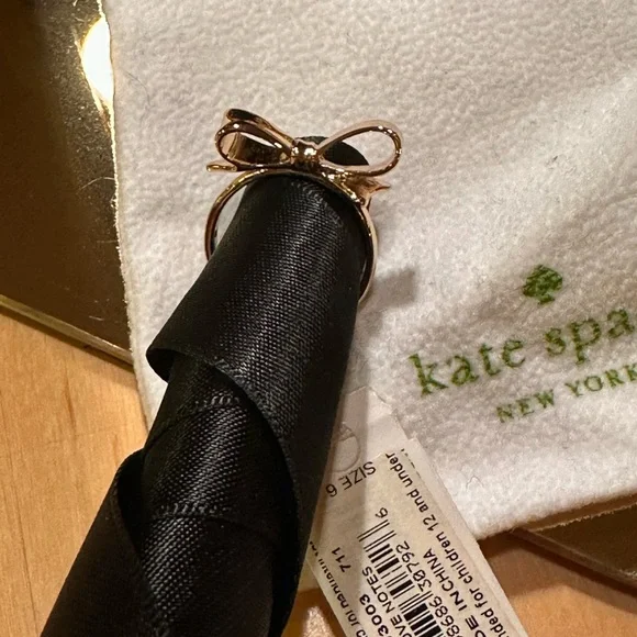 NWT Kate Spade Dainty Gold Bow Ring + Dustbag - Picture 7 of 9